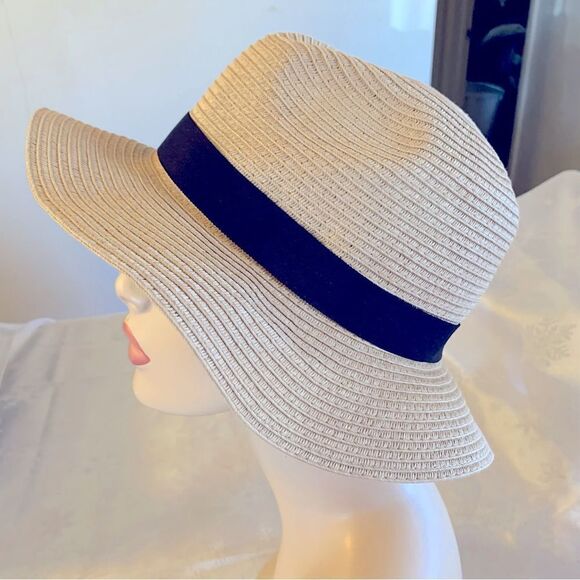 Madewell Packable Straw Hat Stretch Black Hatband S/M Gorgeous - Picture 1 of 6